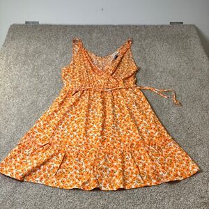 NWT Anna-Kaci Floral Mini‎ Dress V-Neck Sleeveless Summer Casual Orange Size XL